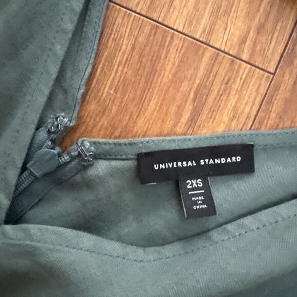 Universal Standard Jumpsuit Women 2XS 6-8 Green Linen V-Neck Belted Pockets Wide - Picture 5 of 16